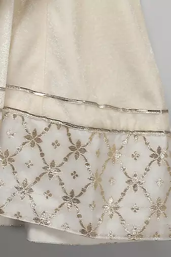Off White Woven Velvet Silk Anarkali Set