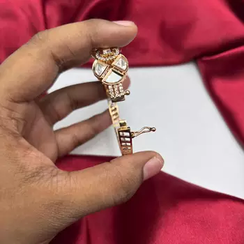 Ruby Red Kundan Bracelet, Gold CZ Bridal Jewelry, Polki Style Statement Bracelet 4