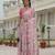 chinon pink designer digital printed mirror border saree