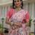 chinon pink designer digital printed mirror border saree