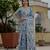 chinon grey designer digital printed mirror border saree