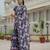 chinon blue designer digital printed mirror border saree