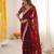 fendy satin maroon sequance thread codding embroidery work saree