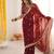fendy satin maroon sequance thread codding embroidery work saree