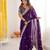 fendy satin purple sequance thread codding embroidery work saree