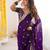 fendy satin purple sequance thread codding embroidery work saree