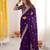 fendy satin purple sequance thread codding embroidery work saree