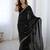 fendy satin black sequance thread codding embroidery work saree