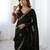 fendy satin black sequance thread codding embroidery work saree
