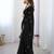 fendy satin black sequance thread codding embroidery work saree