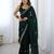 fendy satin green sequance thread codding embroidery work saree