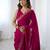 fendy satin pink sequance thread codding embroidery work saree