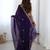 fendy satin purple sequance thread codding embroidery work saree