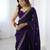 fendy satin purple sequance thread codding embroidery work saree
