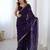 fendy satin purple sequance thread codding embroidery work saree