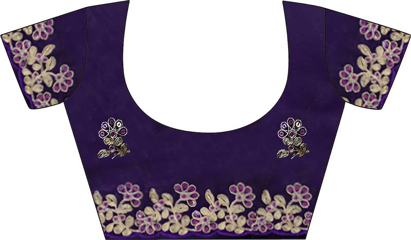 fendy satin purple sequance thread codding embroidery work saree