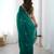 fendy satin rama sequance thread codding embroidery work saree