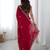 fendy satin red sequance thread codding embroidery work saree