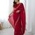 fendy satin red sequance thread codding embroidery work saree