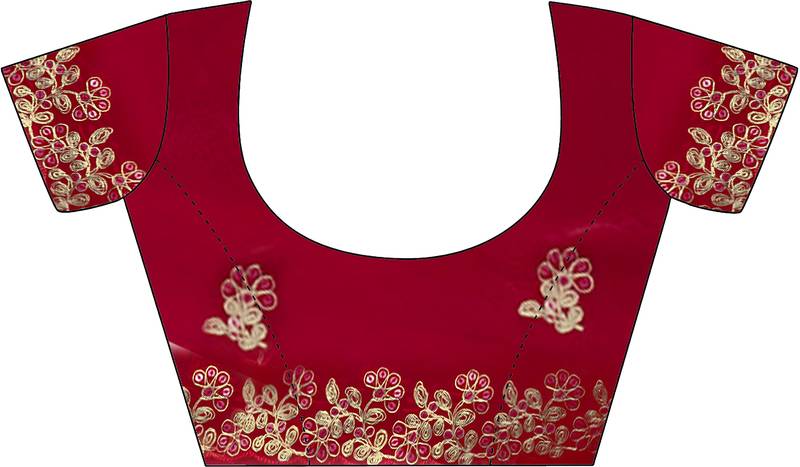 fendy satin red sequance thread codding embroidery work saree