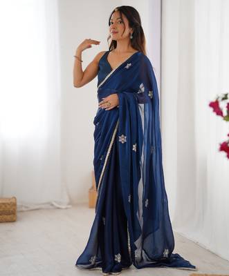 fendy petrol designer beads moti val sequance work saree 4