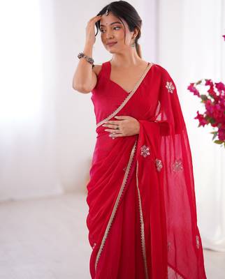 fendy red designer beads moti val sequance work saree 3