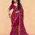 Pink satin sequence embroidery work saree with unstitched blouse piece