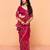Pink satin sequence embroidery work saree with unstitched blouse piece