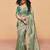 green silk blend embroidery sequence work saree with unstitch blouse piece for women 