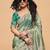 green silk blend embroidery sequence work saree with unstitch blouse piece for women 