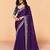 Purple satin sequence with zarkan work saree with unstitched blouse piece