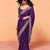 Purple satin sequence with zarkan work saree with unstitched blouse piece