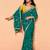 Darkgreen satin embroidery sequence work saree with unstitch blouse piece for women