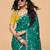 Darkgreen satin embroidery sequence work saree with unstitch blouse piece for women