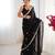 silk blend black designer beads moti val sequance work saree