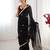 silk blend black designer beads moti val sequance work saree