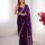 silk blend purple designer beads moti val sequance work saree