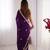 silk blend purple designer beads moti val sequance work saree