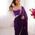 silk blend purple designer beads moti val sequance work saree