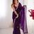 silk blend purple designer beads moti val sequance work saree