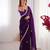 silk blend purple designer beads moti val sequance work saree