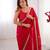 silk blend red designer beads moti val sequance work saree