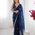 silk blend blue designer beads moti val sequance work saree
