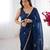 silk blend blue designer beads moti val sequance work saree