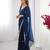 silk blend blue designer beads moti val sequance work saree