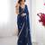 silk blend blue designer beads moti val sequance work saree