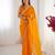 silk blend yellow designer beads moti val sequance work saree