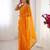 silk blend yellow designer beads moti val sequance work saree