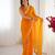 silk blend yellow designer beads moti val sequance work saree
