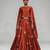 Rust Orange Embroidered Dupion Silk Cape Lehenga Set